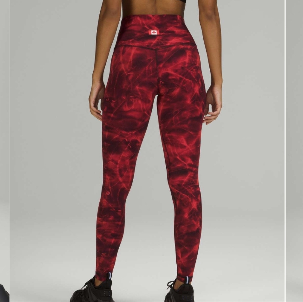 lululemon athletica Red Marble High-Rise Leggings